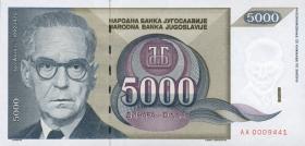 Jugoslawien / Yugoslavia P.115 5000 Dinara 1992 (1) 