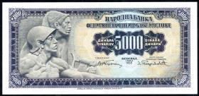 Jugoslawien / Yugoslavia P.072 5000 Dinara 1955 ohne Knr. (3+) 