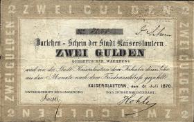 A-577 Kaiserslautern 2 Gulden 1870 (3-) 
