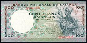 Katanga P.12a 100 Francs 1962 (2+) 