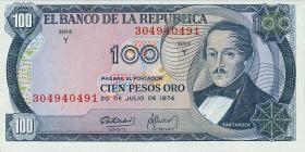 Kolumbien / Colombia P.415 100 Pesos Oro 1974 (1) 