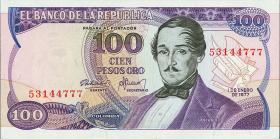 Kolumbien / Colombia P.418a 100 Pesos Oro 1977 (1) 