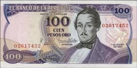 Kolumbien / Colombia P.418b 100 Pesos Oro 1980 (1) 