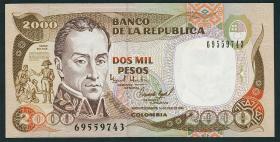 Kolumbien / Colombia P.439a 2000 Pesos 1993 (1) 