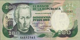 Kolumbien / Colombia P.429d 200 Pesos Oro 1987 (1) 