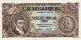 Kolumbien / Colombia P.401c 20 Peso Oro 1961 (1) 
