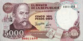 Kolumbien / Colombia P.436A 5000 Pesos Oro 1992 (1) 
