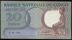 Kongo / Congo P.004a 20 Francs 15.9.1962 (1) 
