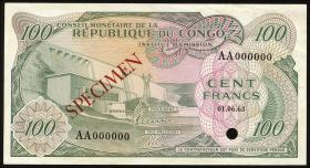 Kongo / Congo P.001s 100 Francs 1.6.1963 Specimen (1/1-) 