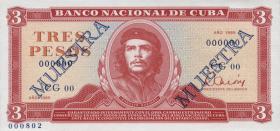Kuba / Cuba P.107s2 3 Pesos 1985 Muestra (Muster) (1) 
