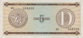 Kuba / Cuba P.FX34 5 Pesos o.J. Exchange Certificate Serie D (1) 