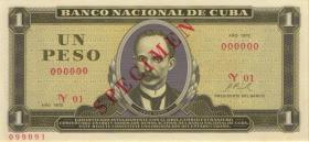 Kuba / Cuba P.102as 1 Peso 1972 Specimen (1) 