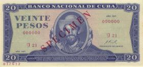 Kuba / Cuba P.105as 20 Peso 1971 Specimen (1) 