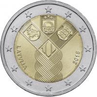 Lettland 2 Euro 2018 (Baltische Gemeinschaftsausgabe) 100 Jahre Unabhängigkeit 