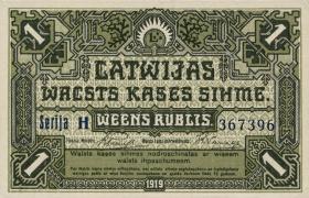 Lettland / Latvia P.02b 1 Rubel 1919 (grün) (3) 