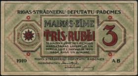Lettland / Latvia P. R2 1 Rubel 1919 Riga (2) 