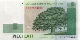 Lettland / Latvia P.53c 5 Lati 2009 (1) 