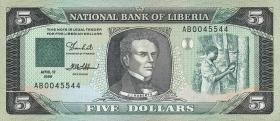 Liberia P.19 5 Dollars 1989 (1) 