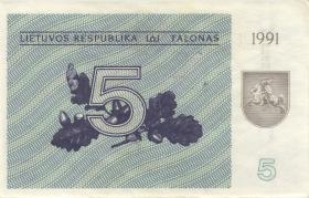 Litauen / Lithuania P.34a 5 (Talonas) 1991 (1-) 