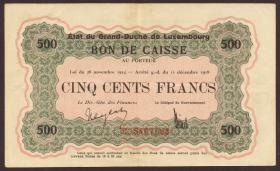 Luxemburg / Luxembourg P.33b 500 Franken 1918 (3+) 