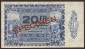 Luxemburg / Luxembourg P.37s 20 Francs 1929 Specimen (1) 