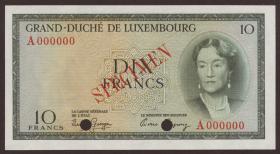 Luxemburg / Luxembourg P.48s1 10 Francs (1955) Specimen (1) 