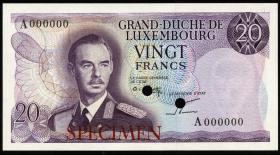 Luxemburg / Luxembourg P.54sP 20 Francs 1966 Specimen (1) 