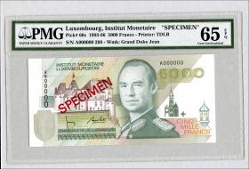Luxemburg / Luxembourg P.60bs 5.000 Francs 1966 Specimen (1) PMG 65 EPQ 