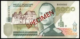 Luxemburg / Luxembourg P.60bs 5.000 Francs 1966 Specimen (1) 