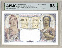 Madagaskar P.41s 1000 Francs 1933-1948 Specimen (1/1-) 