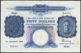 Malaya P.14 50 Dollars 1942 (1945) (3) 
