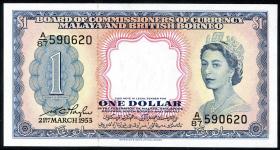 Malaya & British Borneo P.01a 1 Dollar 1953 (1) 