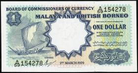 Malaya & British Borneo P.08 1 Dollar 1959 (1) 