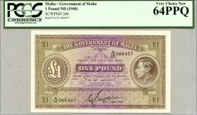 Malta P.20b 1 Pound (1943) (1) 