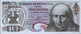 Mexiko / Mexico P.063a 10 Pesos 16.9.1969 (1) 