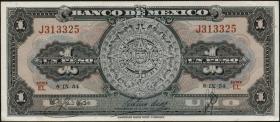 Mexiko / Mexico P.056b 1 Peso 1954 (2) 