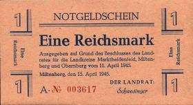 Miltenberg Notgeld 1 Reichsmark 1945 (1) 
