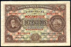 Mozambique P.069a 10 Escudos 1921 (3) 