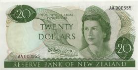 Neuseeland / New Zealand P.167a 20 Dollars (1967-81) AA 000555 (1) 