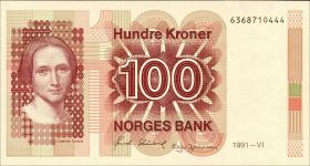 Norwegen / Norway P.43d 100 Kronen 1991 (1) 