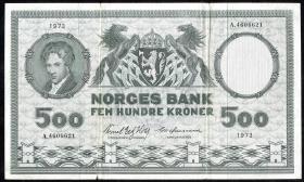 Norwegen / Norway P.34e 500 Kronen 1973 (3-) 