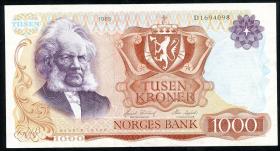 Norwegen / Norway P.40c 1000 Kronen 1985 (3+) 