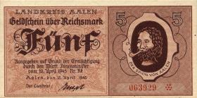 Notgeld Aalen 5 Reichsmark 19.4.1945 (1) 