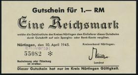 Nürtingen 1 - 50 Reichsmark 10.4.1945 (1/1-) 