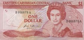Ost Karibik / East Caribbean P.17a 1 Dollar (1985-88) B/A (1) 