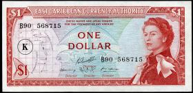 Ost Karibik / East Caribbean P.13k 1 Dollar (1965) (1) 
