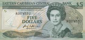 Ost Karibik / East Caribbean P.22u 5 Dollars (1988-93) (1) 