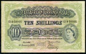 Ost Afrika / East Africa P.34 10 Shillings 1.1.1955 (3) 
