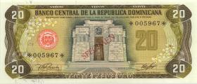 Dom. Republik/Dominican Republic P.120as 20 Pesos Oro 1978 Specimen (1) 