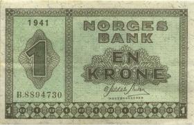 Norwegen / Norway P.15a 1 Krone 1941 (3+) 